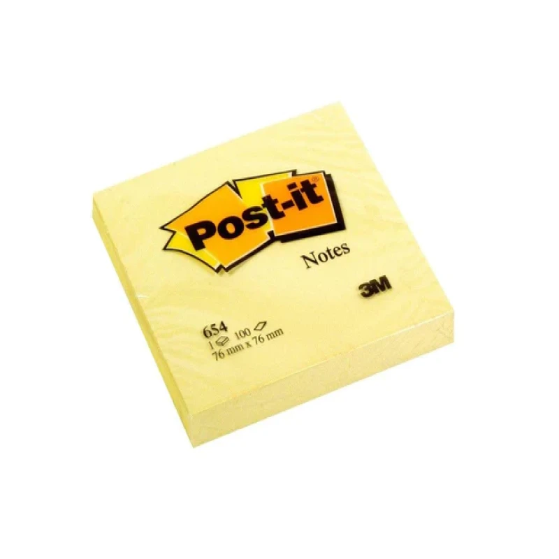 3M Post-It Notes Canary Yellow 654-3inX3in